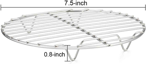 TeamFar Round Cooling Rack - Set of 2, 7½ Inch Stainless Steel Baking Steaming Roasting Rack, Healthy & Dishwasher Safe