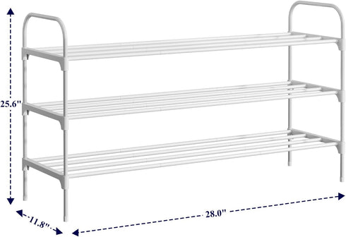 3-Tier Closet, 28.0" 11.8" 25.6", Kitsure Shoe Rack - Space-Saving Shoe Organizer & Shoe Shelf with Handle, Easy