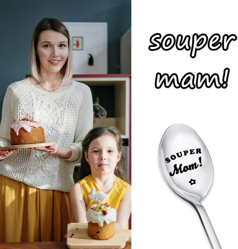 Funny Mothers Day Gifts for Mom - Souper Mom Spoon for Coffee, Tea, Ice Cream Lovers, Birthday Gift for Mom