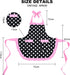 Violet Mist Vintage Apron for Women, Pink Polka Dot Retro Stylish with Pockets, Adjustable Neck Strap