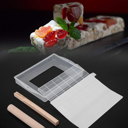 DIY Handmade Nougat Tools Tray Set - Silicone Nonstick Making Mat, Wooden Rolling Pin Baking Tools