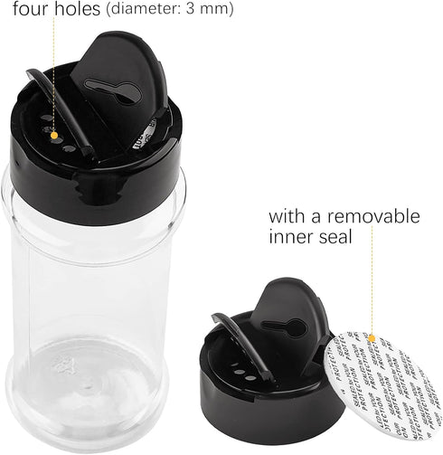 TUZAZO 3 oz Plastic Spice Jars, 14 Pcs Clear Empty Bottles with Shaker Lids and Labels for Spice, Herbs & Seasoning