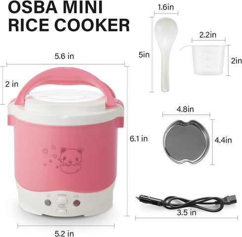 Cooker,12v OSBA Small Rice Portable Travel Rice Cooker For Car, Cooking Heating and Keeping Warm Function, Can be Used
