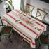 ArtBud White Red Tablecloth Cotton Linen Farmhouse Table Cover Soft Washable Table Top