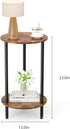 2-Tier Small Round Side Table, Brown Round End Table with Storage, Modern Accent/Bedside Table for Living Room