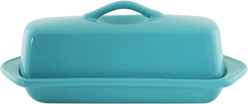 8.5 Inch, Chantal Ceramic Full Size Covered Butter Dish, Aqua