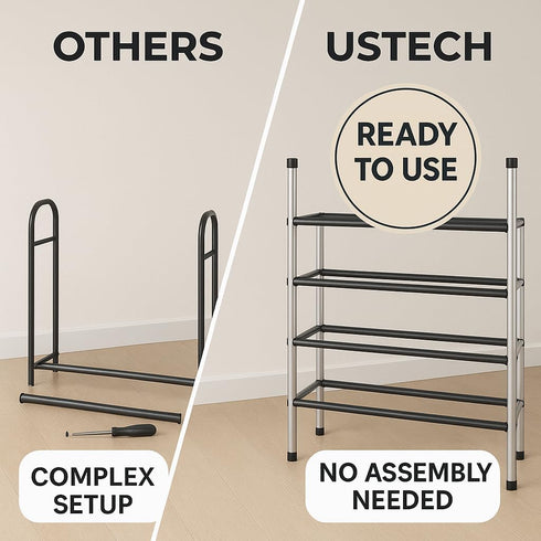 Closet, (4 USTECH Shoe Rack Organizer, Sturdy Shoe Storage Organizer for Entryway | Expandable Metal Shelf Shoe Rack