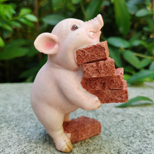 yaogohua Animal Statues Cute Image Exquisite Workmanship Vivid Lifelike Cute Pig Garden Statue for Garden Home Gifts Farmhouses Outdoor Animal Statues by TOTITOM