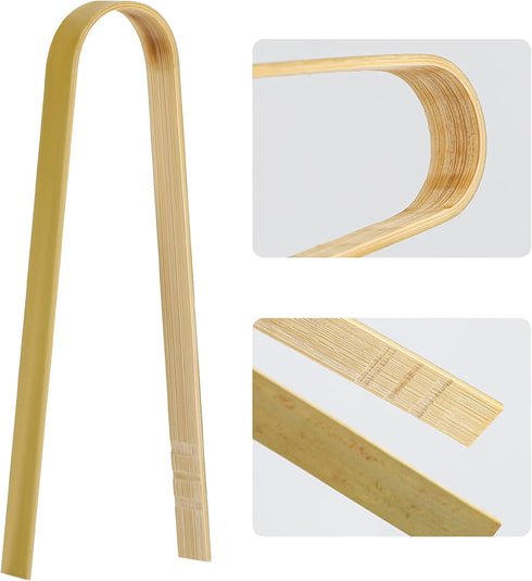 Luter 20pcs Wooden Disposable Cooking Utensils, Mini Bamboo Tongs for Cooking