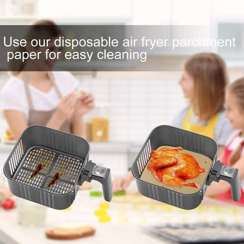 200 Pcs Square 8.5 Inch Air Fryer Parchment Paper Liners, Perforated for Air Fryer, Ovens & Microwaves (Yellow)