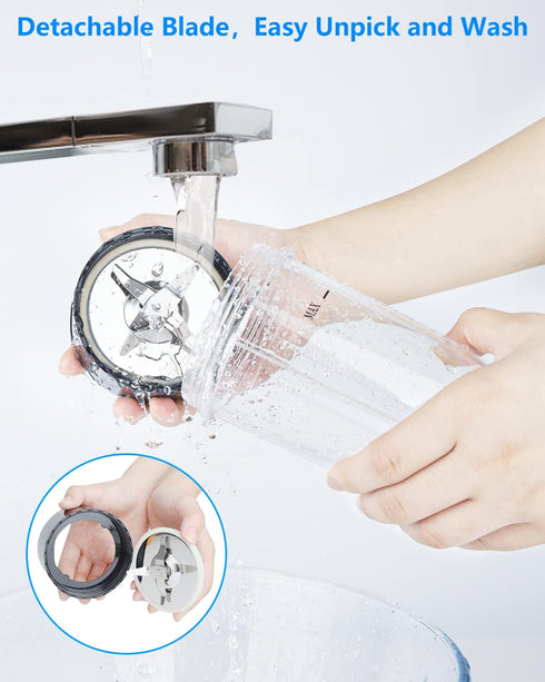 Personal Blender with Button, 350W Professional Kitchen Blender for Smoothies, 17oz Portable, Easy Cleaning & Operation