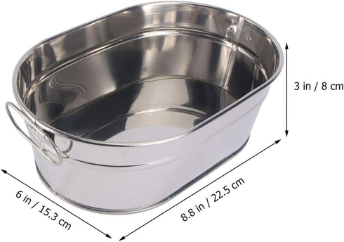 DOITOOL Galvanized Metal Tub, Oval Beverage Tub for Parties, Ice Bucket, Storage Bucket, 8.84x6.01x3.14 inch