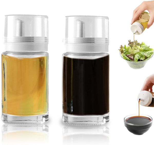 Kwude 2-Pack Leakproof Small Glass Oil and Vinegar Dispenser Bottles - 3.4oz (100ml)