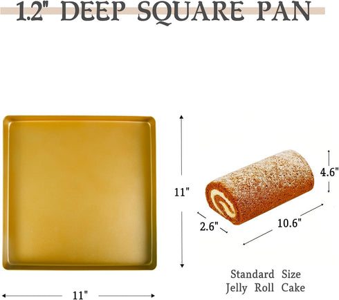 FORBAKE Non-Stick 11" Square Baking Sheet - Golden Aluminum Alloy Oven Pan for Perfect Cookies & More - Warp Resistant & Easy to Clean - 11 x 11 x 1 Inch by Marimer