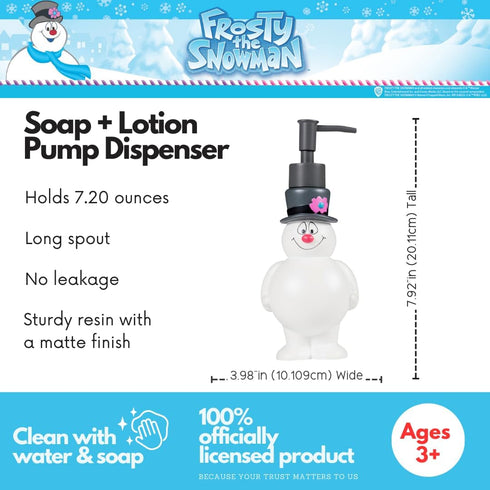 13 Frosty The Snowman Holiday Christmas Soap/Lotion/Hand Sanitizer Resin Pump Dispenser, Ounces, (Officially Licensed