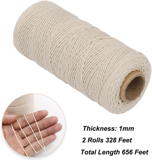 Vivifying Butchers Twine, 2pcs x 328 Feet 3Ply Cotton Bakers Twine, Food Safe Cooking String for Tying Meat, Making Sausage, Trussing Turkey, Roasting and Packing (Beige) by Vivifying