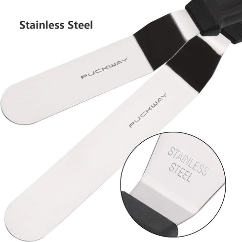 3 Metal Cake Offset Spatulas, 6 8 & 10 Inch Frosting Angled Icing Spatula for Decorating