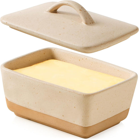 NUTRIUPS Ceramic Butter Dish with Lid for Countertop, Vintage European Butter Holder