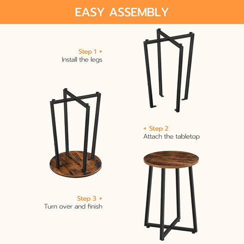 15.7" BF95BZ01 HOOBRO Side Table, Round End Accent Table with Sturdy Metal Frame, Round Nightstand, for Living Room