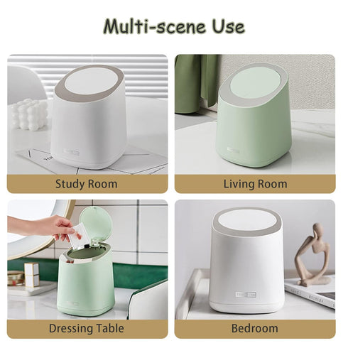Mini Desktop Trash Can with Lid, 90 Trash Bags, Press-Type Countertop Wastebasket for Bathroom, Bedroom