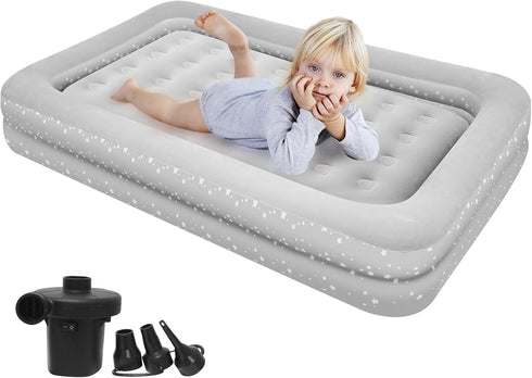 EQURROY Air Mattress for Kids 4-7 Years - Toddler Travel Bed with Built-in