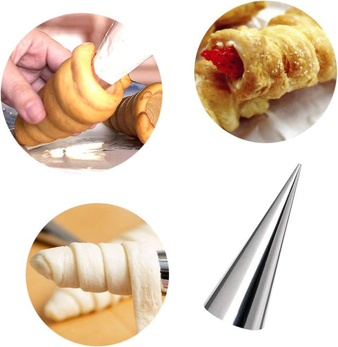 20 Pack 5.5 Inch Cream Horn Molds, Stainless Steel Baking Cones for Cannoli, Ice Cream, Standing Cone Shape