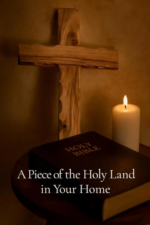 Zuluf 6.2" Olive Wood Plain Wall Cross | Handmade Christian Wooden Cross from Jerusalem | Wall Decor Gift