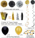 Black and Gold Party Decorations - DIY Tissue Paper Pom Poms, Balloons, and Garland