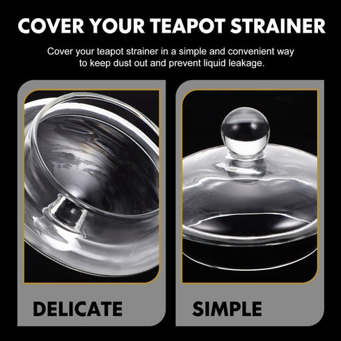 2-Pack Clear Glass Teapot Replacement Lids with Strainer Cover for Home Kitchen Teapots and Teacups