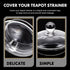 2-Pack Clear Glass Teapot Replacement Lids with Strainer Cover for Home Kitchen Teapots and Teacups