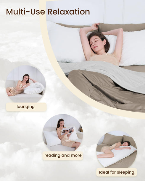 20"x54" ZonLi Body Pillows for Adults, Quilted Long Pillow for Bed, Body Pillow with Removable Cotton Cover