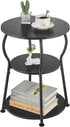 Round Side Table for Small Spaces, 3-Tier Wood Bedside Round End Tables
