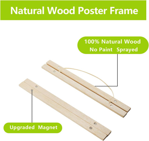 11 Inch Wide Magnetic Poster Hanger Frame - 11x17, 11x14, 11x22 Wood Frame for Posters, Prints, and Artwork
