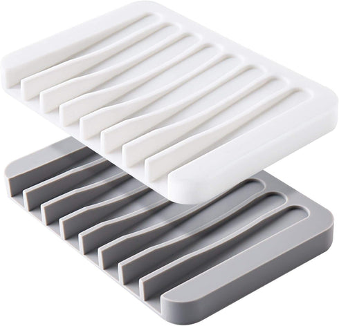 2PCS Mcyye Self Draining Soap Dishes, Premium Silicone Soap Holder for Shower, Bathroom, Easy Clean