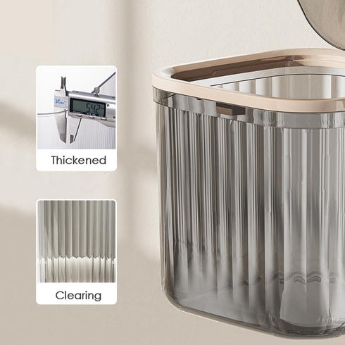 Tomonobu Mini Trash Can with Lid, Transparent Small Garbage Can, Removable Tiny Wastebasket for Countertop, Bathroom,