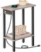HOOBRO Narrow Side Table, 2-Tier Slim End Table with Charging Station, Skinny