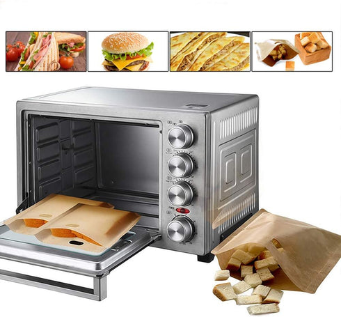 Non Stick Toaster Bags Reusable and Heat Resistant, Perfect for Grilled Cheese Sandwiches (10)