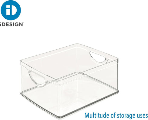 iDesign Recycled Plastic Cabinet and Pantry Storage Bin with Integrated Handles, 10” x 8” x 5”, Clear