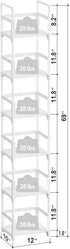 6 FIDUCIAL HOME Tiers Tall Narrow Bookshelf Book Shelf Skinny White Bookcase Thin Slim Book Rack Storage Organizer Easy