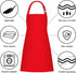 2 Pack 100% Cotton Adjustable Bib Aprons with 2 Pockets for Cooking, Chef Kitchen Apron for Women Men, Red
