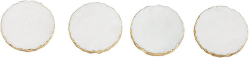 Mud Pie Foiled Coaster Set in White/Gold