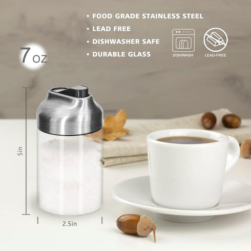 Aelga Glass Sugar Dispenser with Pour Spout, Weighted Pourer for Coffee, Tea, and Baking