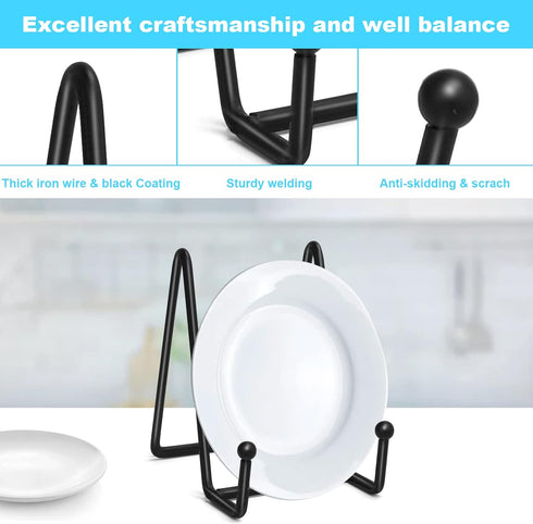 Plate Stands for Display, 4 Pcs 4-1/4 Inch Holder, Metal Iron Picture Frame Holders for Book, Photo, Small Easels