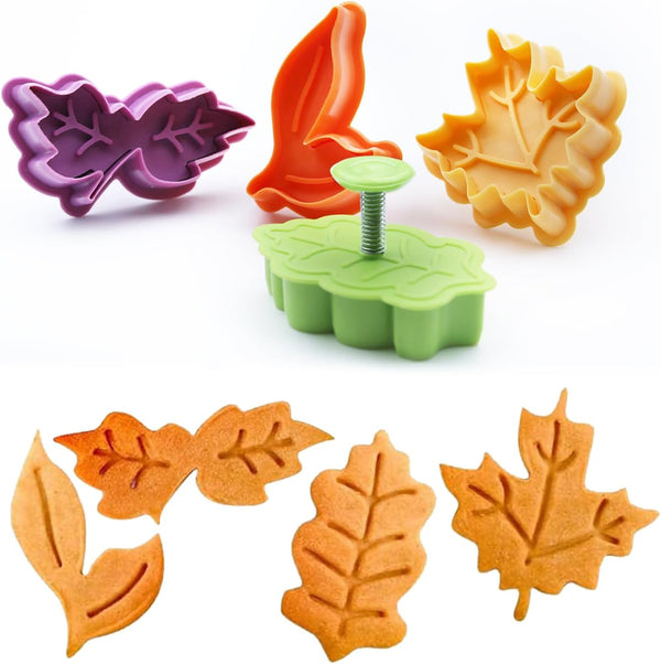 Cake Leaves Baking Pie Crust Cutters, Set of 4, Random Color