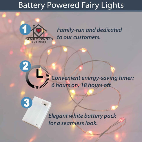 40 6hr QBIS Battery Powered Fairy Lights for Bedroom, LED Lights, Battery Operated String Lights for Christmas