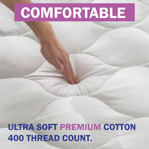 Twin Size Waterproof Mattress Pad by Slumberfy, Quilted Fitted Cotton Protector