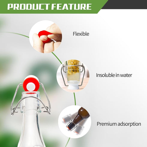 Grolsch Gaskets Silicone Seals for Swing Top Bottles, 40 Pack Combo Pack Clear, Soft Silicone for Better Sealing