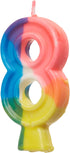 Vibrant Number "8" Rainbow Birthday Candle, 2.75" for Eighth Birthday Celebrations