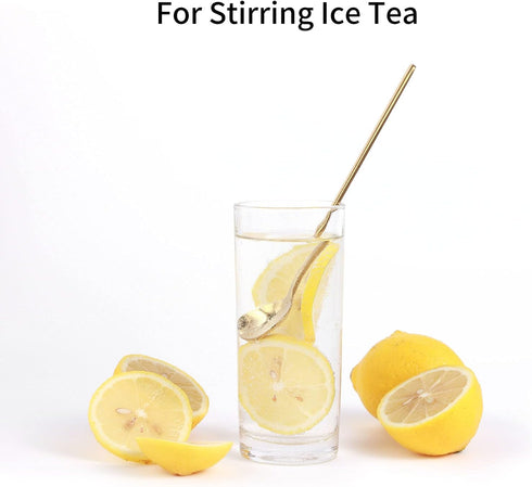 4 PCS 6.7 Inches Long Handle Coffee/Tea Spoons, Gold, Stainless Steel Ice Tea, Espresso Spoons for Stirring