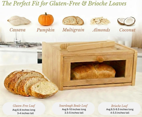 Chiron's Pantry Countertop, Chirons Pantry Bread Box with Clear View Window, Premium Bamboo Bread Storage for Kitchen